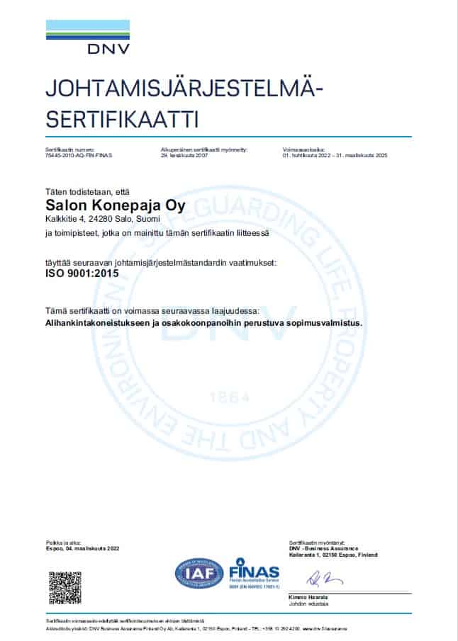 ISO 9001:2015 Sertifikaatti